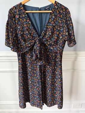 Madewell Cross-Front Flowy Dress Garden Party Floral Sz 12